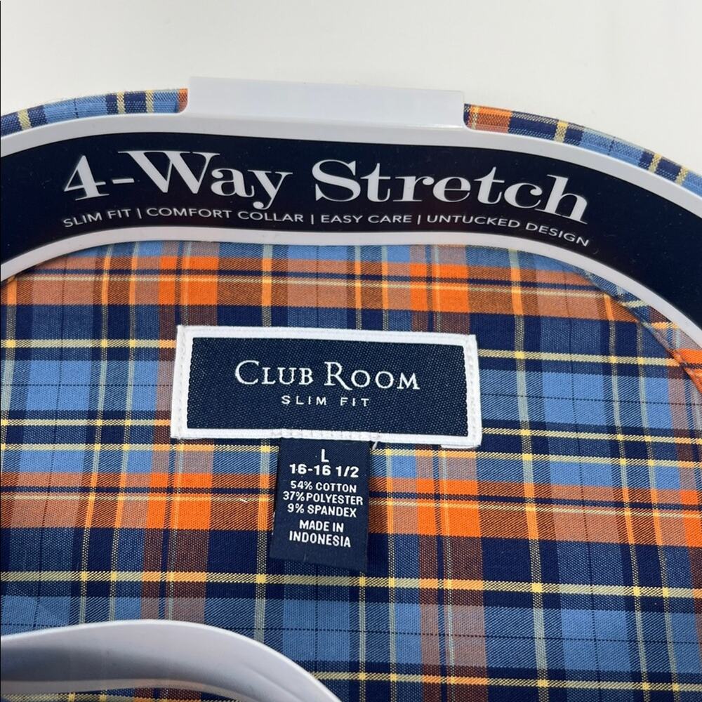 Club Room Slim Fit Long Sleeve Button Down - Blue/Orange - Large - NWT - Picture 2 of 4